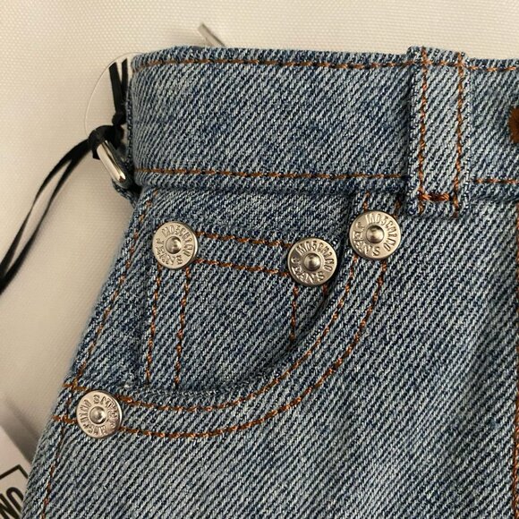 AW23 MOSCHINO Couture Jeremy Scott Denim Shaped Jeans Wristlet Clutch Cotton - Picture 7 of 12